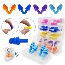 10 Pairs of Reusable Soft Silicone Earplugs Swimming Sleeping Noise Reduction