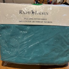Vintage Ralph Lauren King Size Flat Sheet 100 Cotton 200TC -Classic Emerald NOS
