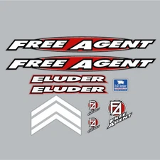 Free Agent - ELUDER - 96-97 Black and Red on clear decal set - old school bmx