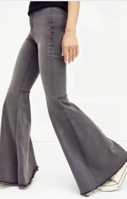 #ad Free People Women’s Bell Bottom Jeans Size 29 Raw Hem High Rise $24.99