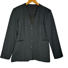 Vintage J.c. Trigon Womens Jacket Made In France Collarless Pockets Fully Lined