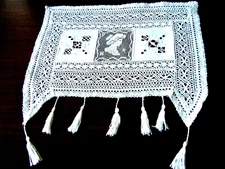 Antique doily ITALIAN combo Cluny bobbin darnet net emb/ry needle lace  #2