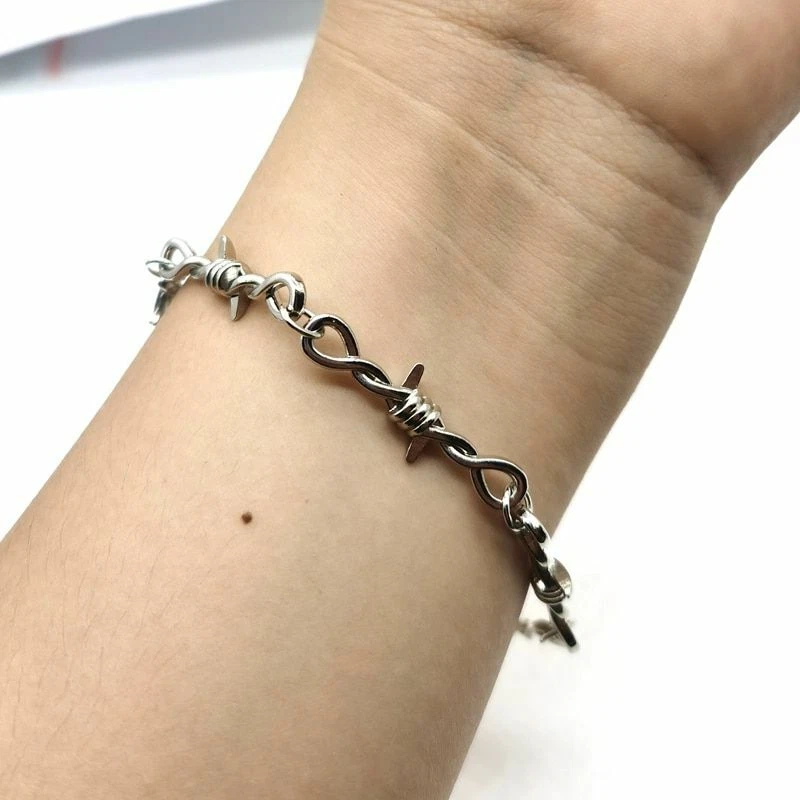 Iron Wire Brambles Choker Bracelet Barbed Wires Grunge Bracelets Women's  Jewelry