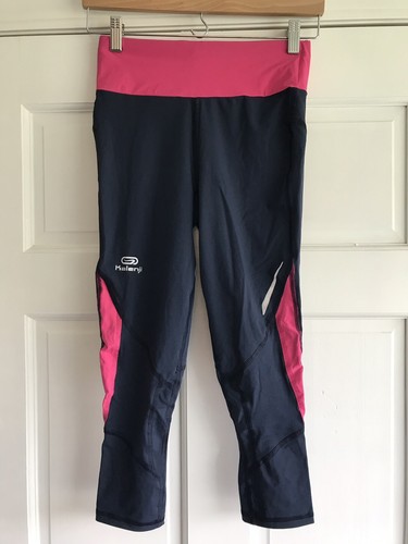 Decathlon Kalenji Pink Blue 3/4 Running Tights Womens Size 10 - 第 1/3 張圖片