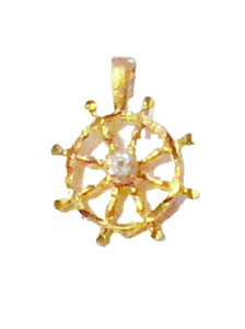 Authentic Ships Wheel Pendant Gold Plated Crystal Nautical Necklace Charm Free Shipping