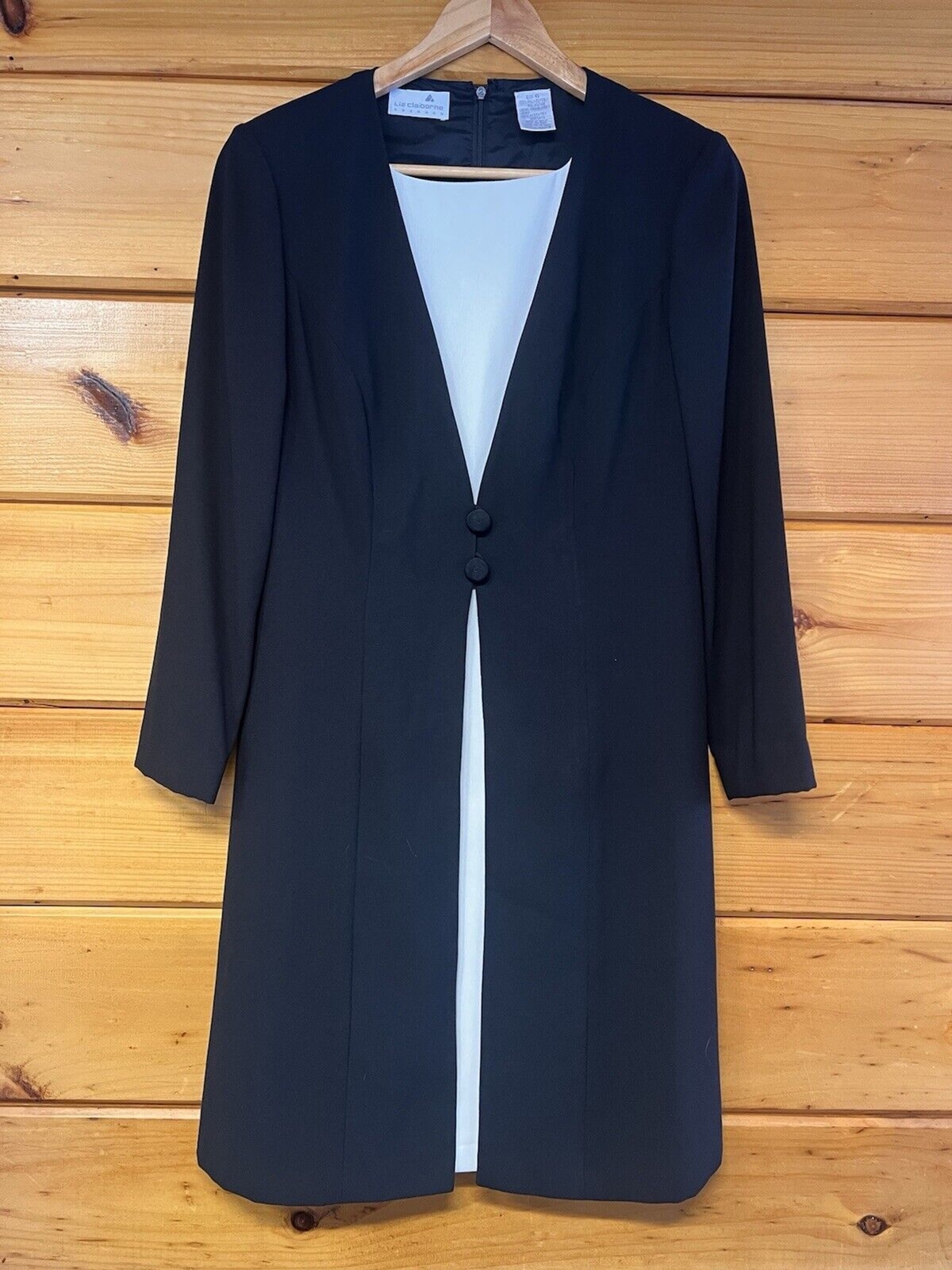 Liz Claiborne Women’s A-Line Coat Dress Size 6 Black Business Modest ...