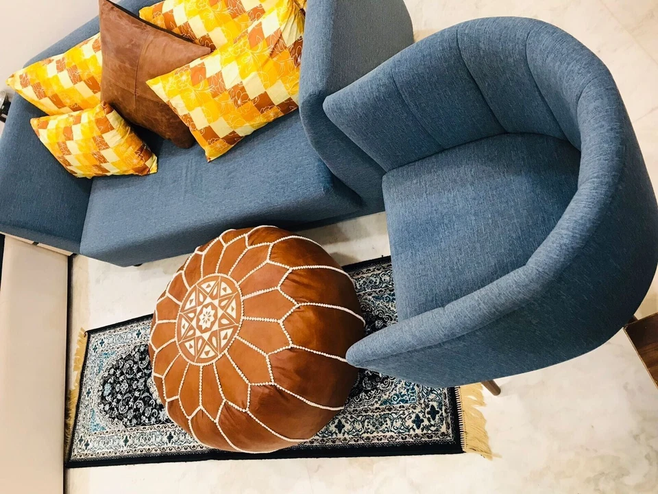 Luxury Brown Pouf Hassock & Ottoman Footstool Moroccan Leather Pouf - Image 4 of 4