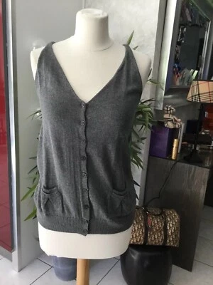 Top debardeur SUD EXPRESS taille L gris tres bon etat - Photo 1/4
