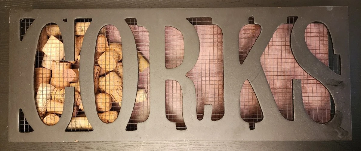 Wood and wire wall wine cork holder new arrivals