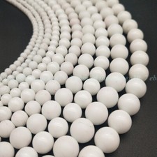 Porcelain White Jade Gemstone Round Loose Beads Jewelry Making 15" Bulk 6mm-12mm