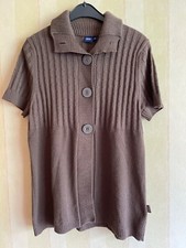 Damen kurzarm Strickjacke Jacke Cardigan mit Kragen von CECIL Gr. S in braun