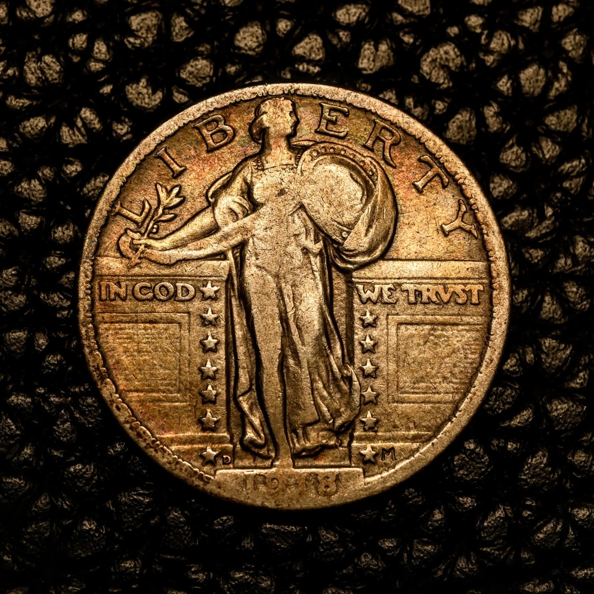 Circulated Silver 1918 Year Standing Liberty US Quarters (1916