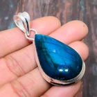 Blue Labradorite Gemstone Handmade 925 Silver Jewelry Pendant Gifts For Love