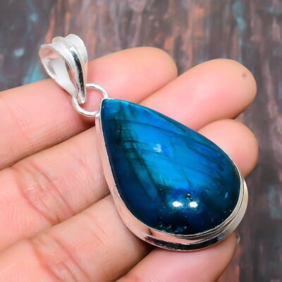 Blue Labradorite Gemstone Handmade 925 Silver Jewelry Pendant Gifts For Love