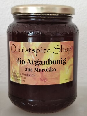 Bio Arganhonig , 1000 Gr. Glas, 100% reiner Honig, Originalprodukt aus Marokko