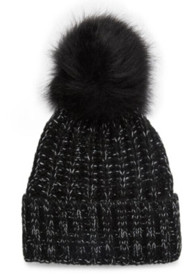 Kyi Kyi Knitted Wool Blend Beanie With Faux Fur Pom Pom
