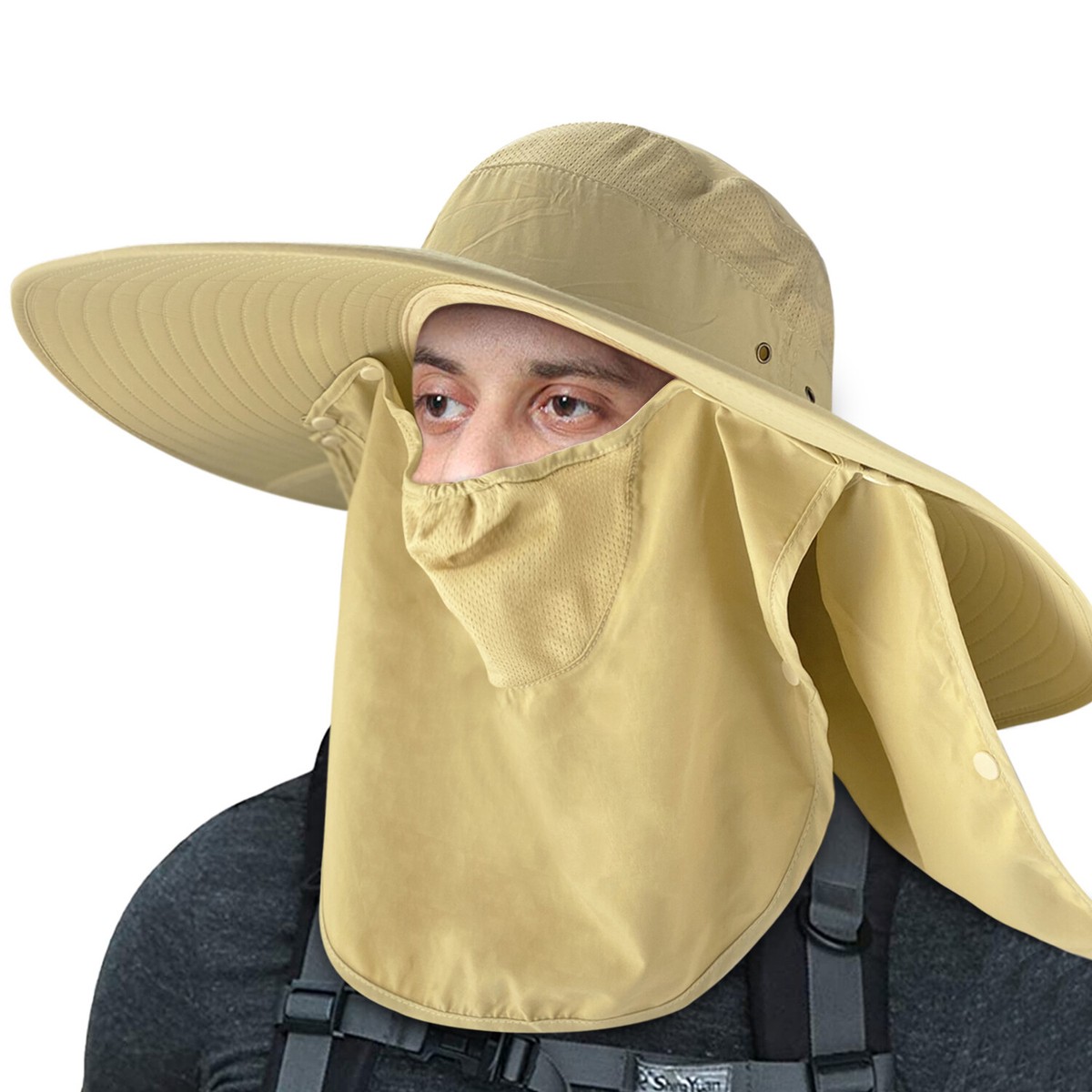 Ear Flap Sun Hat Neck Face Cover Baseball Cap Fishing Dust-proof