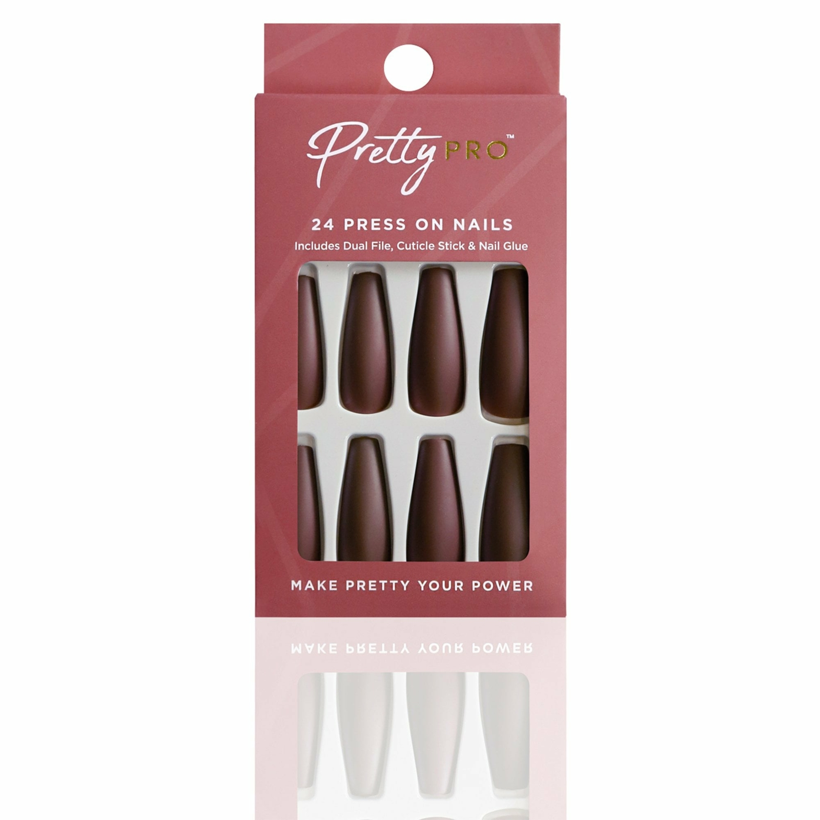 Pretty Pro Reusable Press On False Nails - Talk Of The Brown (24pcs)