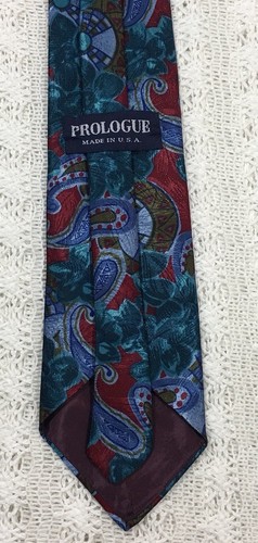 PROLOGUE Seidenkrawatte leuchtende Farben Blumenmuster Paisleymuster Made in USA SCHÖN - Bild 7 von 8