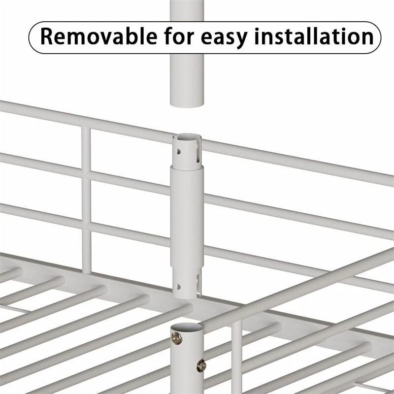 Litera triple tamaño doble marco de cama de metal con escalera larga y corta dormitorio dormitorio dormitorio Foto 4 de 4