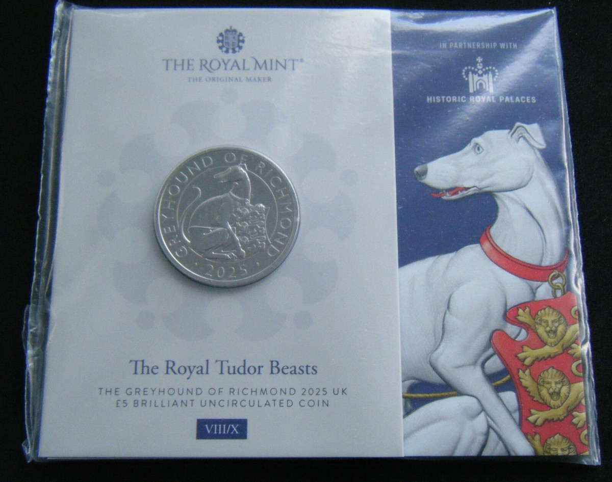 2025 Greyhound of Richmond Tudor Beasts UK £5 BU Coin Royal Mint