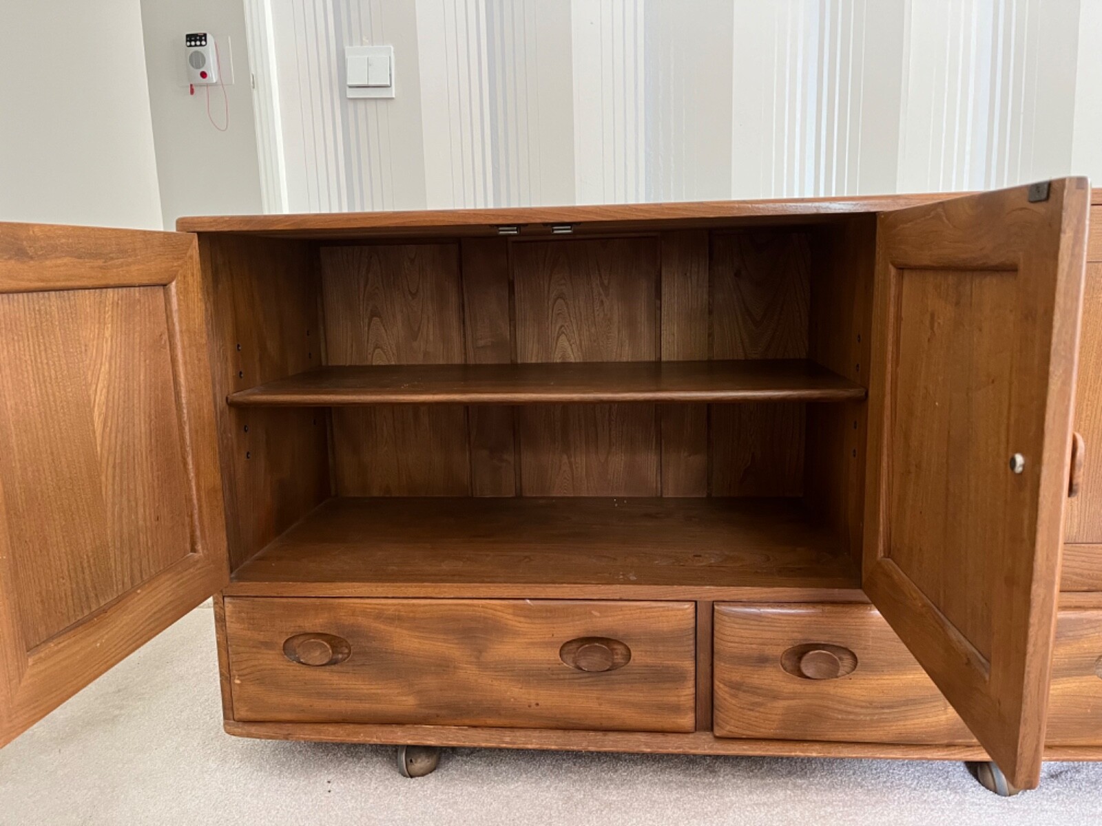 ercol sideboards pre owned. Solid wood. 3 cupboards eBay