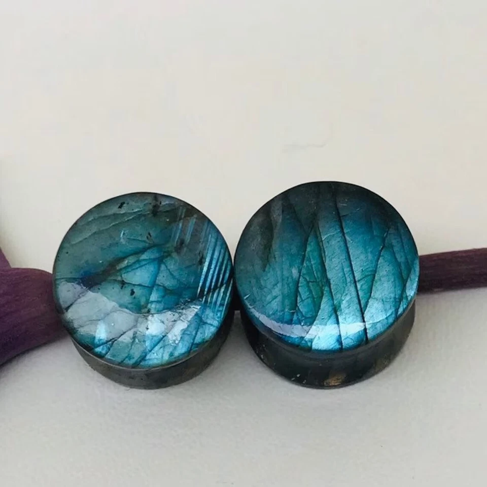 Naga Joyería Corporal Cielo Natural Cristal Labradorita Medidores de Oreja Tapones 0.5g (14mm) Foto 3 de 4