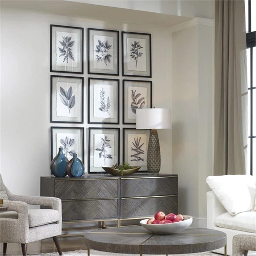 Uttermost Farmhouse Florals Iron Glass Cotton Prints in Black/White (Set of 9) - Picture 8 of 9