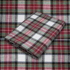 Red Green White Plaid Cotton Flannel Fabric - 60" Wide - Sold by the Yard