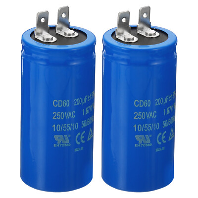CD60 Betrieb Kondensator 2Pack 200uF/MFD 250VAC 15% Toleranz 50/60Hz Motor Start