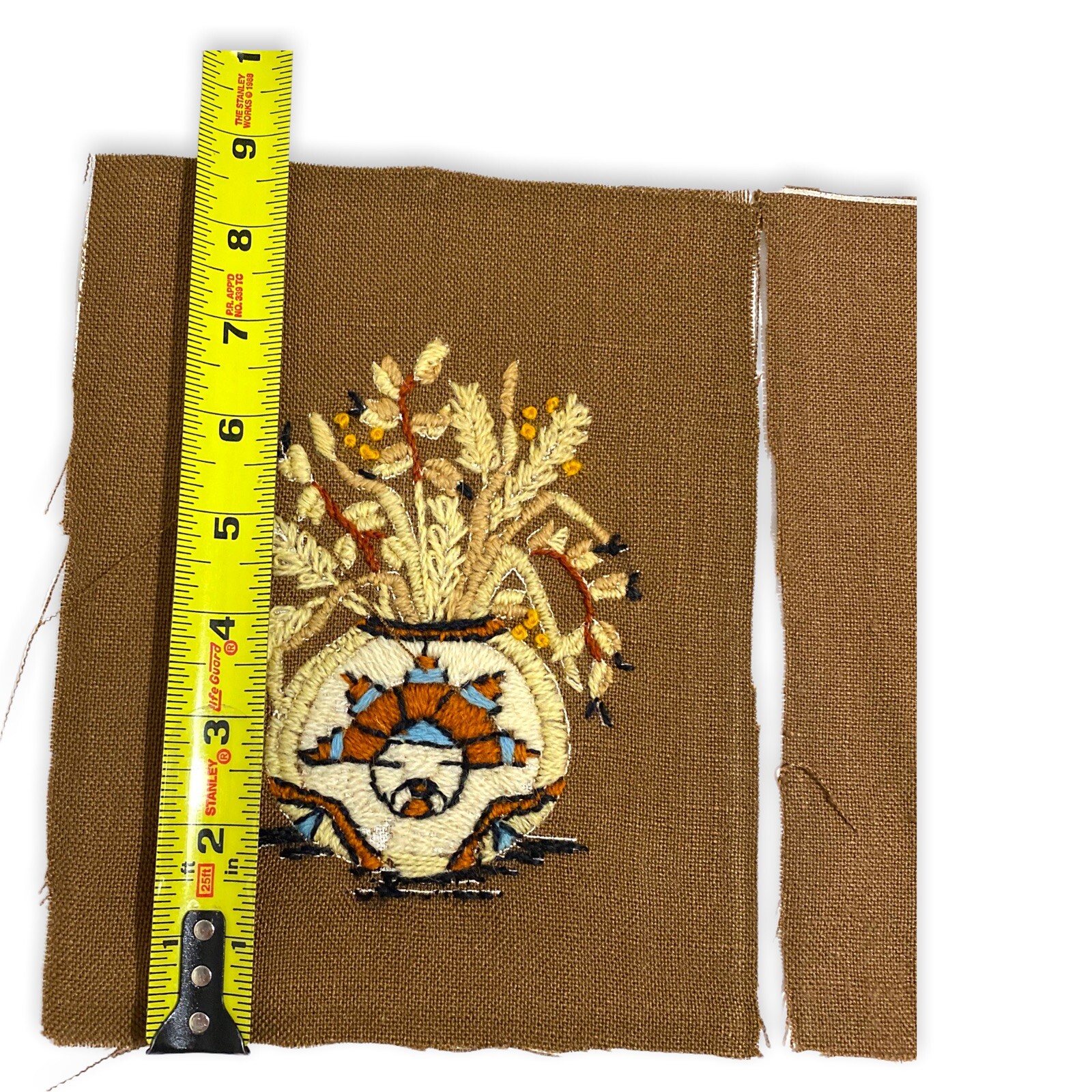 Vintage Set of 2 Finished Embroidery Needlework Native American Pottery
