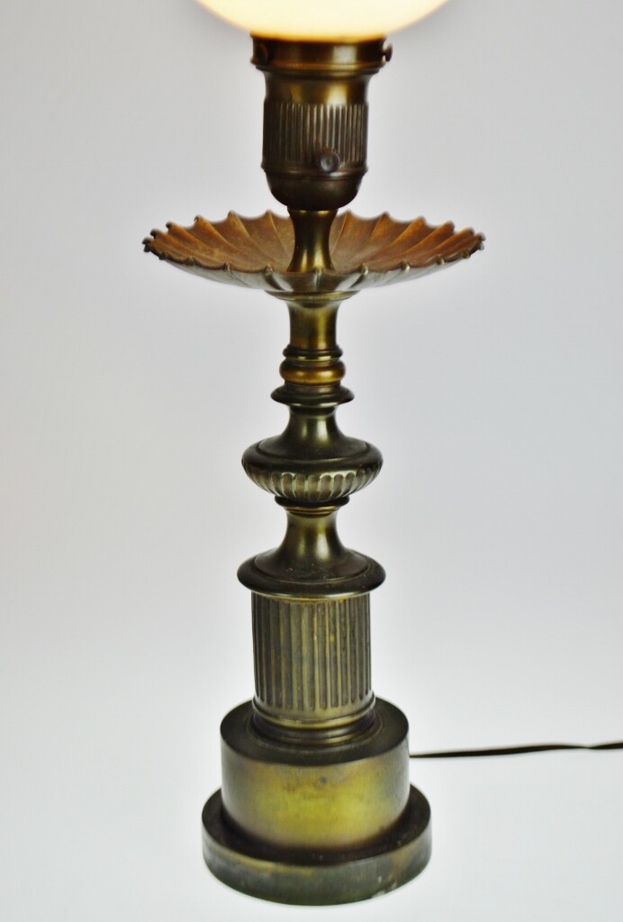 Vintage Brass or Bronze Torchiere Table Lamp w/ Diffuser MAKE FAIR