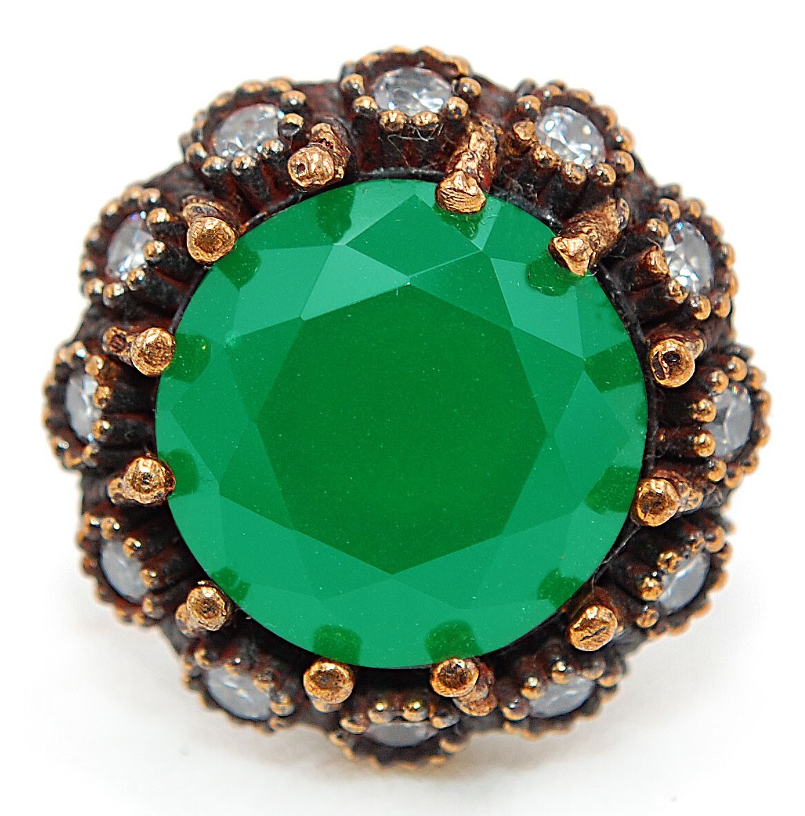 4CT Treated Emerald Ottoman Style 925 Silver Ring Size 9 HB3-5