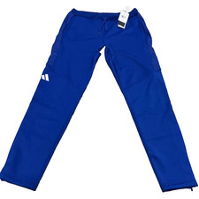 NWT 70 Adidas Travel Tapered Fleece Drawstring Pants Blue Womens IB2551 2XL