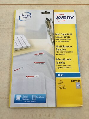 Avery Etiketten J8659-15 wischfrei organisieren 270 Etiketten/SHT, 15 SHTS/PK 4050 Gesamt