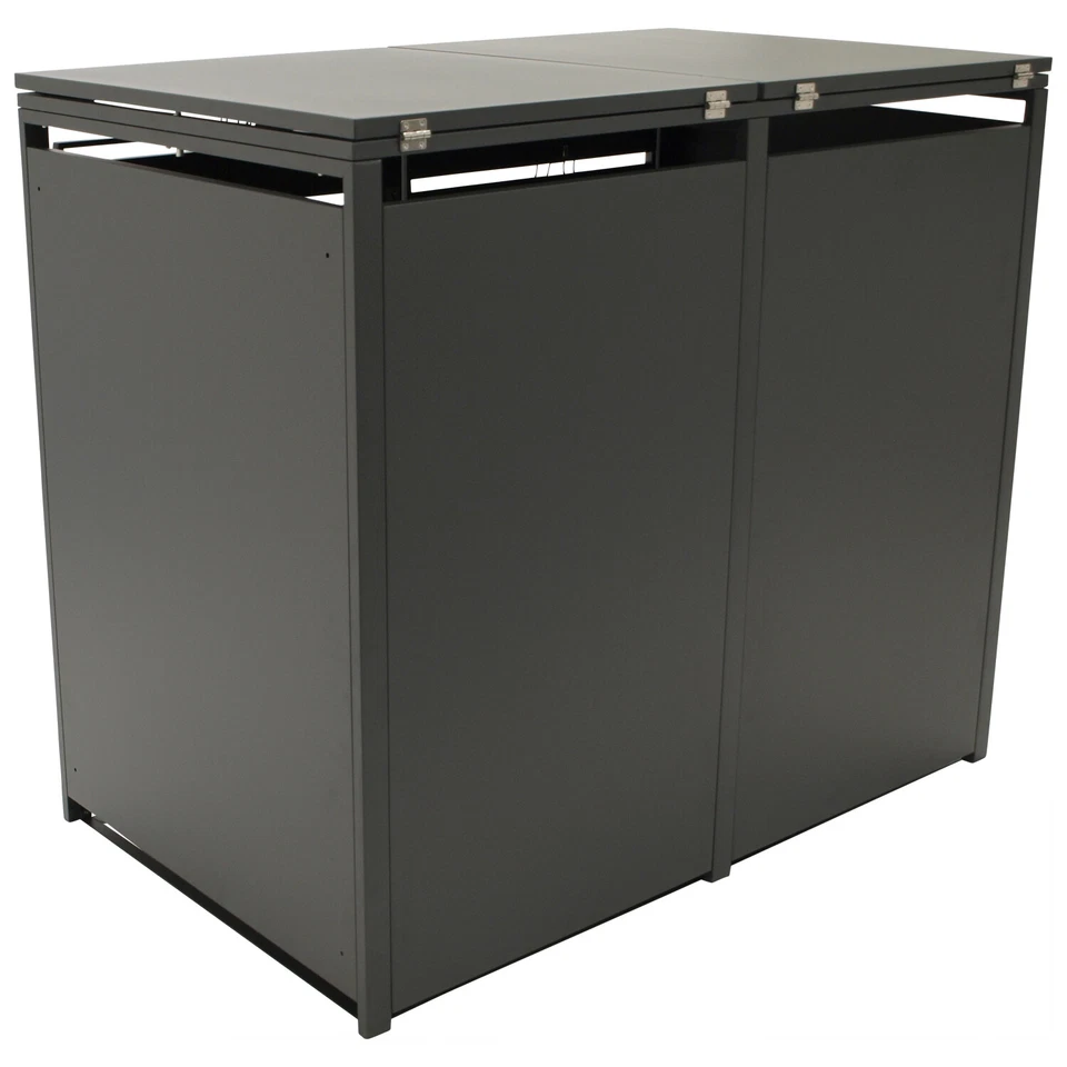 Mülltonnenbox 2-er Mülltonnenhaus Müllbox 2x 240 Liter 132x80x116cm, Stahl grau - Bild 3 von 4