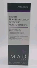 M.A.D Skincare Youth Transformation Glycolic Moisturizer 7% 1.7oz Exp 09/2026 