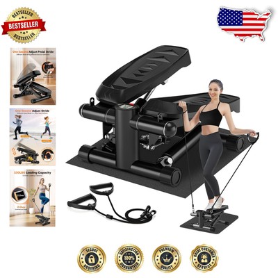 Adjustable Mini Stepper with Resistance Bands - 330 LB Capacity for Home Fitness