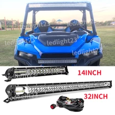 32 Inch LED LIGHT BAR + 14 Inch LED LIGHT BAR +Wire fit for Polaris General 1000