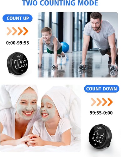 JOYHILL Digital Kitchen Timer, Large LED Display with Magnetic Black - 第 7/7 張圖片
