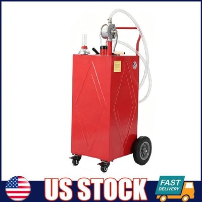 30 Gallon Portable Gas Caddy ,Fuel Diesel Oil Transfer Tank with 4 Wheels ,Pump