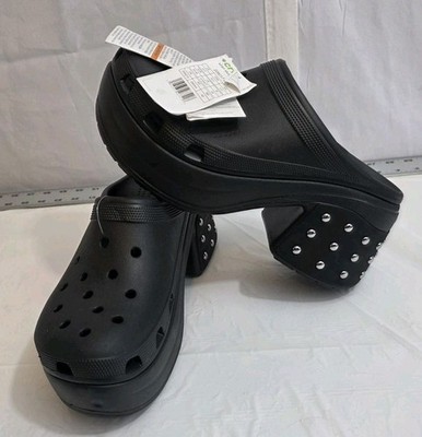 Croc Siren Studded Clog Men's 11 Women's 12.5 Black Platform Slip In Shoes NWT