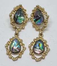 Oliver Bonus Green Resin Gold Tone Pierced Costume Earrings