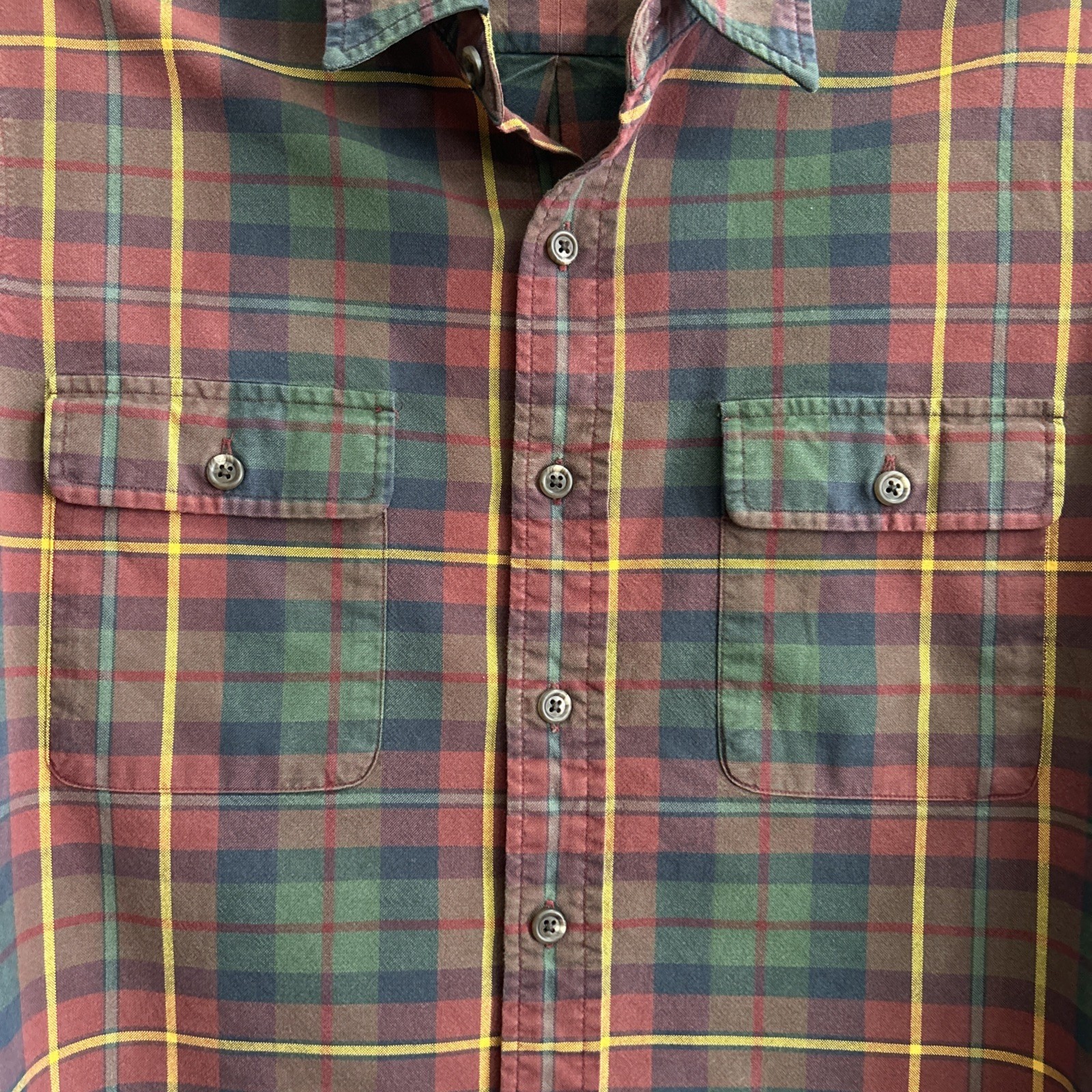 VTG Mens Polo Ralph Lauren Plaid Cotton Shirt With Suede Elbow Patches size L thumbnail 2