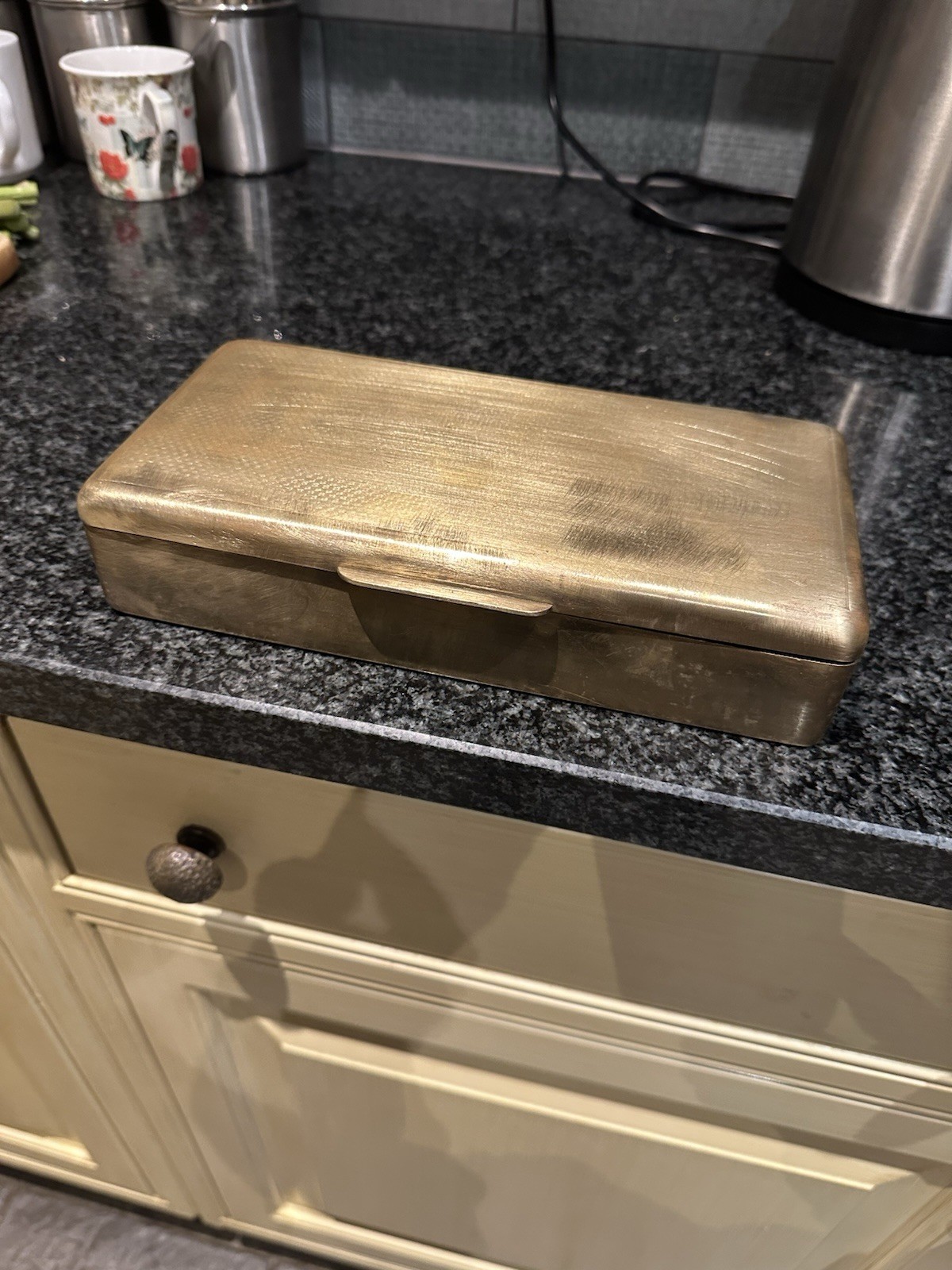 An Old Brass State Express Cigarette Tin with Hinged Lid For Collector