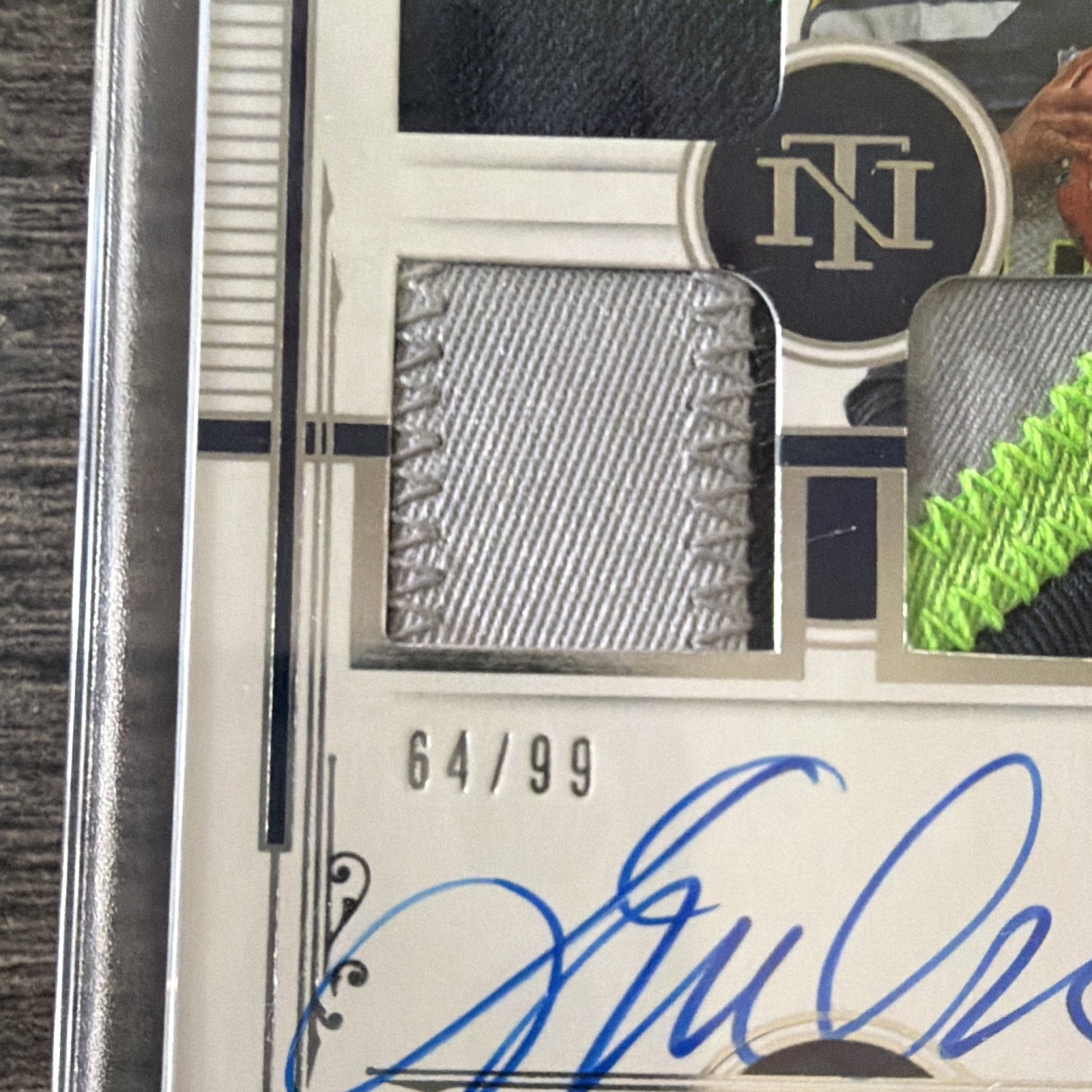 Panini 2025 National Treasures Jalen Milroe Seahawks RC Patch Auto RMS-8 /99 PSA view 2