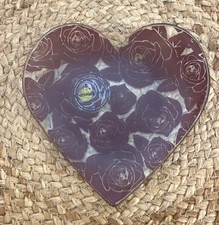 Annieglass Heart Shaped Rose Print Decorative Piece Plate Decorative Piece