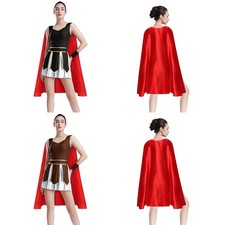 Women Costume Party Uniform Armor Cape Nightclub Cosplay Leotard Dress Medieval