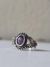 Sterling Silver Amethyst Beaded Design Ring
