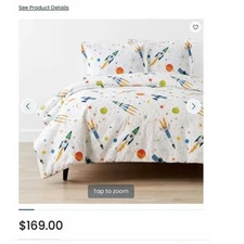 Outerspace Classic Cool Organic Cotton Percale Duvet Cover Set Full size